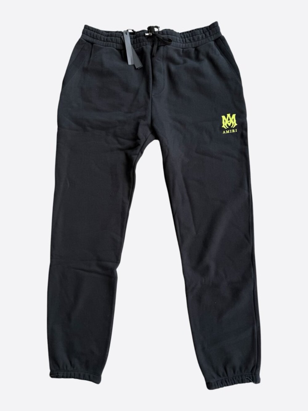 Amiri Black & Lime MA Logo Sweatpants